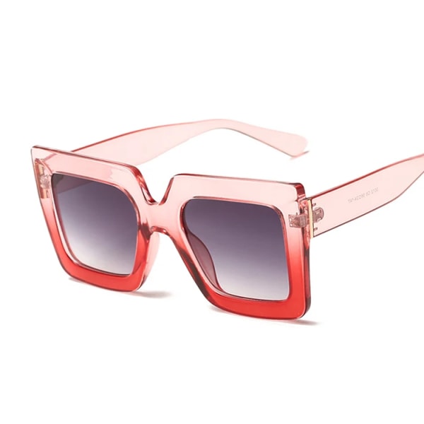 Vintage överdimensionerade fyrkantiga solglasögon Kvinna Märke Designer Lyx Retro Svart Ram Solglasögon Kvinna UV400 Solglasögon Pink Red