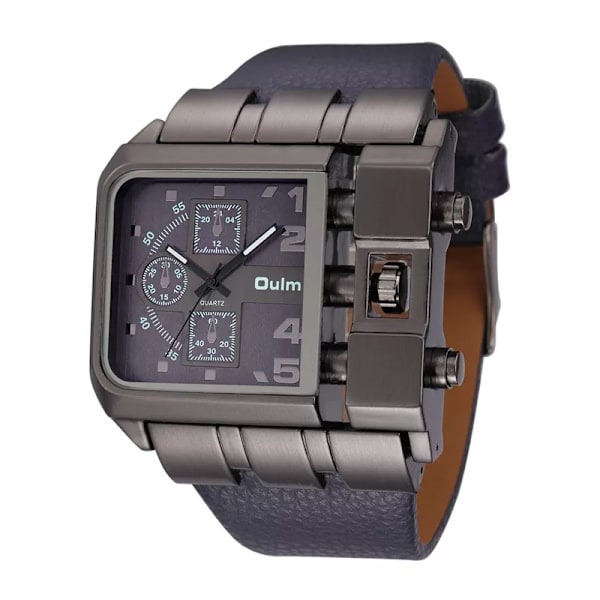 Oulm 3364 Casual Armbandsur Fyrkantig Urtavla Bred rem Herr Quartz Watch Lyx Märke Man Klocka Super Big Herr Klockor montre homme Blue