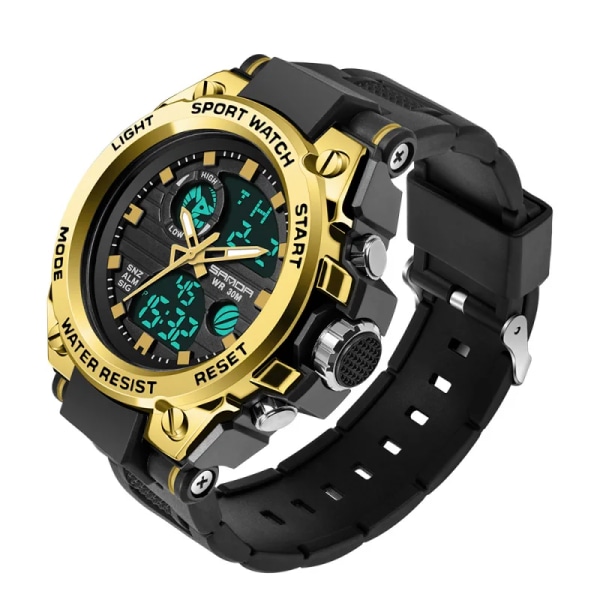 SANDA G Style Herr Digital Watch Date Militär Sportklockor Vattentät Elektronisk Armbandsur Herrklocka Orologio da uomo black gold 739