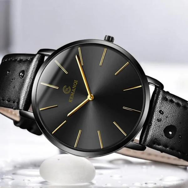 2022 Minimalistisk watch Ultratunna herrklockor för män Mode Enkel watch Läderklocka Reloj Hombre Relogio Black