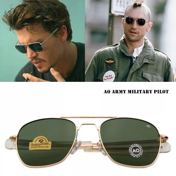 Aviation Solglasögon Herr kvinnor 2021 vintage märkesdesigner American Army Military Optical AO Solglasögon Oculos de sol masculino gold-green