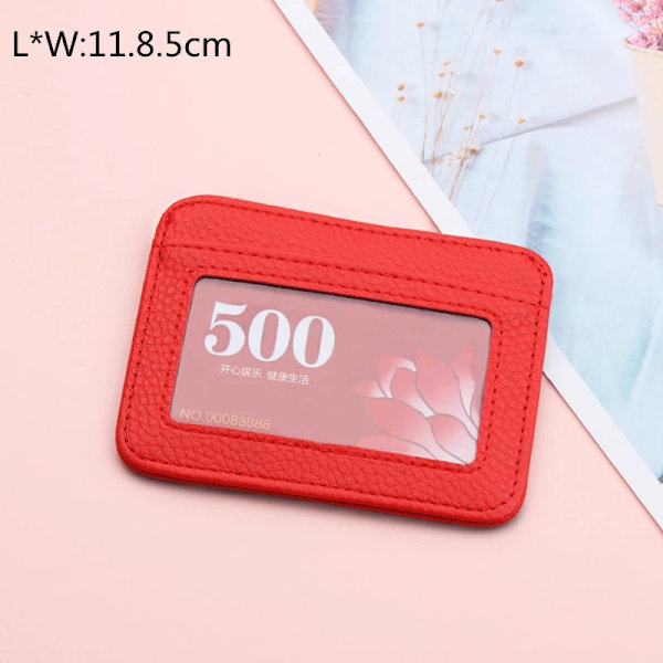 PU-läder Dam-ID Kreditbankkortshållare Dragkedja Smal plånbok Mode Liten myntväska Pengar Clip- case Cover D Red