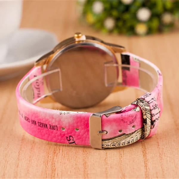 HET FÖRSÄLJNING!!! Kvinnor Rhinestone Inlagd Blomma Rund Urtavla Faux Läder Band Kvarts Watch Mode Kvarts Watch Kvinnor A