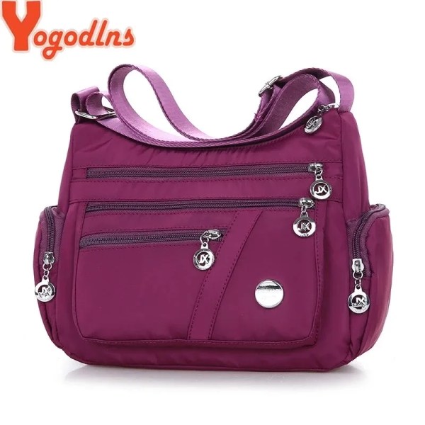 Yogodlns Oxford vattentät axelväska Dam Casual Crossbody-väska Multifunktion Shopping-handväska Messenger-väska med stor kapacitet winered  -3 as detailpage