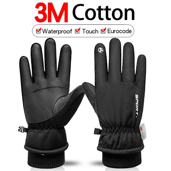 Thermal vinter vattentät män kvinnor handskar pekskärm vindtäta handskar utomhussport varm cykling snö skid handskar helfinger GLO04 GRAY M