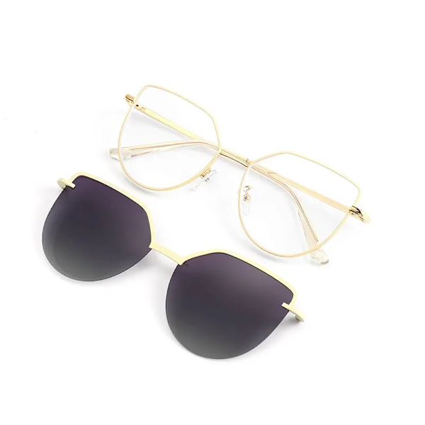 Cat Eye Flip on Solglasögon Dam Anti Blue Light Glasögon Bågar Polariserad magnetisk klämma Dammode Datorglasögon 7002 Gold gold