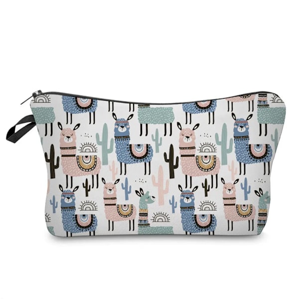 Sminkväska Värmeöverföring Härlig kosmetisk väska med print Liten toalettväska för damer och flickor Presenter Högkvalitativt case 307-14 Alpaca Bag