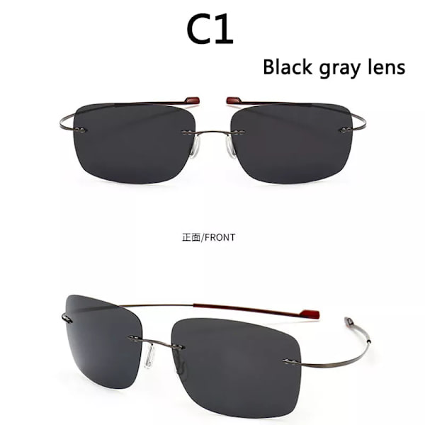 2021 NYHET Coola 100 % rent titan båglösa solglasögon Polariserade linser Grå Supertunna linser Solskyddad UV-skydd UV400 Oculos C1 Black gray lens Other