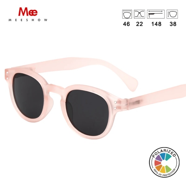 Meeshow Design 2023 Män Kvinnor Retro Mode Solglasögon kristall Design Rund Båge 100 % UV-skydd Nylon Lins Solglasögon Pink Pol. Sunglasses