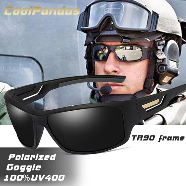 Mode Vindtäta polariserade solglasögon Män Märke Designer Resor Man Spegel Solglasögon Körning Anti-UV Oculos De Sol Masculino black-yellow Original