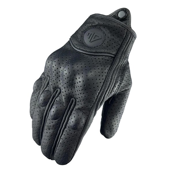 Retro Motorcykelhandskar Motocross Cykling Äkta Läder Pekskärm Män Kvinnor Motorcykel Moto Ridning Skyddsutrustning Perforerad perforated M