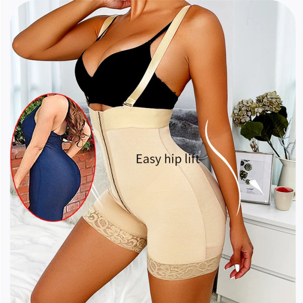 Underbyst Bodysuits Tummy Control Trosor Body Shaper Avtagbar rem High Waist Trainer Öppen gren Kort Butt Lifter Shapewear apricot bodysuits XS