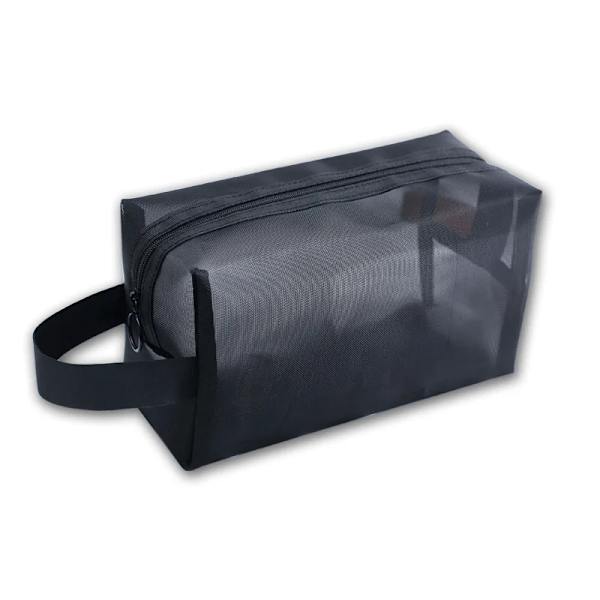 Genomskinlig svart sminkväska Resebehövlig toalettartiklar Kosmetisk organizer Påse Set Kvinnor Mesh Liten Stor transparent sminkväska a