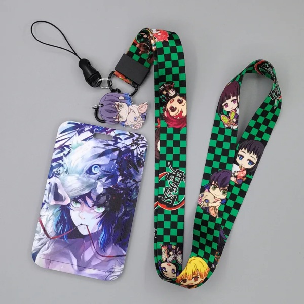 1 Set Demon Slayer Anime Kortfodral Kort Nyckel Lanyard Cosplay Badge ID-kort Hållare Halsband Nyckelringar Kamado Nezuko GMP-X