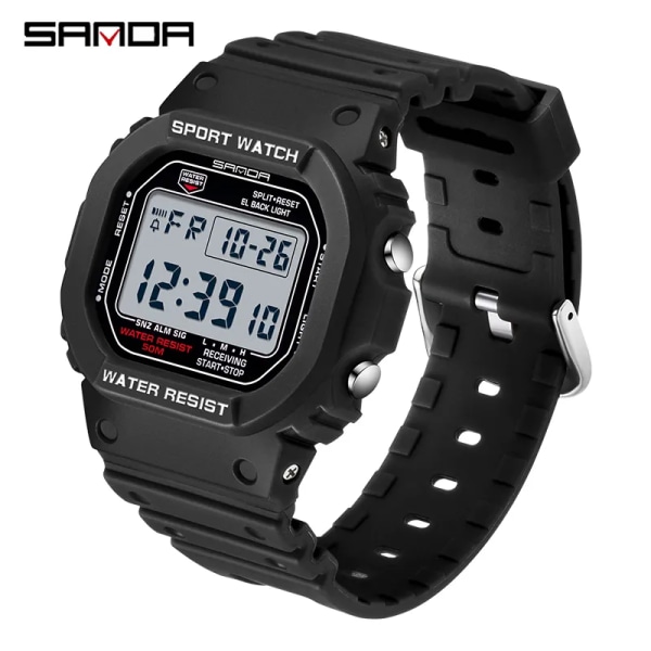 SANDA G-stil Digital watch Män Lyxmärke Militärklocka Mode Män Watch Watch Stoppur Klocka Man Relogio Masculino Black white