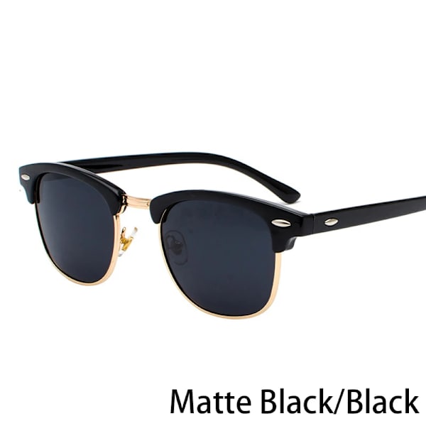 RUOBO Klassiska polariserade solglasögon för män Kvinnor Märkesdesign Körspegel Yta Lins Solglasögon Goggle UV400 Gafas De Sol Matte Black-Black Silver Frame