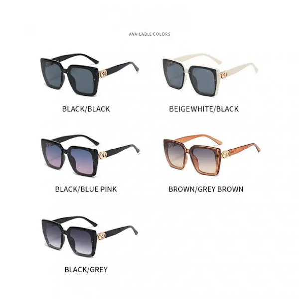 Nytt mode solglasögon med stor ram för kvinnor Europeiskt och amerikanskt mode UV-resistenta glasögon Black-Grey As shown