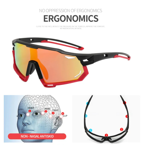 Photochromic Sportglasögon Herr och Dam Polarized Bike Glasögon Mountain MTB Cykling UV400 Solglasögon Cykel Road Goggles B6