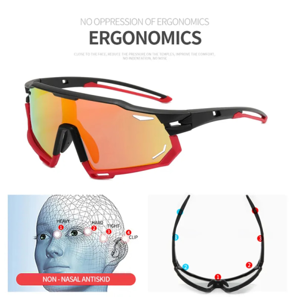 Polariserade sportglasögon fotokromatiska cykelglasögon för män och damer MTB cykling UV400 Solglasögon Road Goggles Cykelglasögon B6