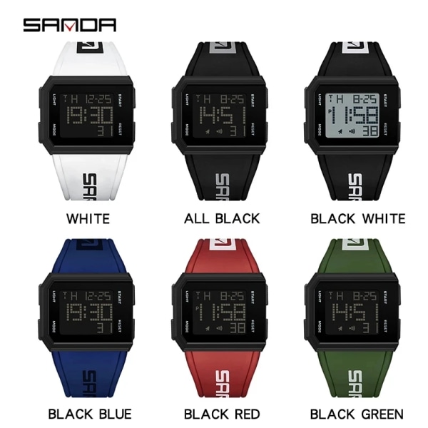 SANDA 9003 New Fashion herrklockor 50M vattentät watch för män LED Elektroniska digitala armbandsur Relogio Masculino BLACK BLUE  2