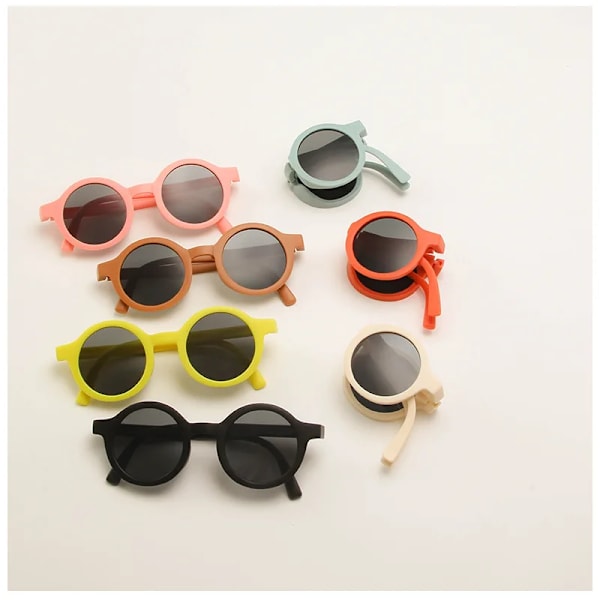 Classic Ins Vikbara solglasögon Barn Märkesdesigner Rosa Rund Ram Solglasögon Flickor Pojkar Lentes UV400 GAFAS Sol Mujer c1 1-8 years old