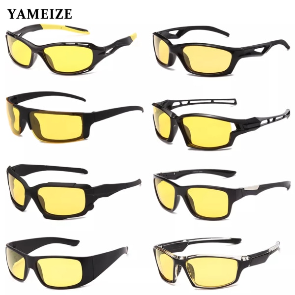 YAMEIZE Antireflex mörkerseende glasögon för körning män polariserade solglasögon kvinnor förarglasögon gul lins sportglasögon KP1063-NV