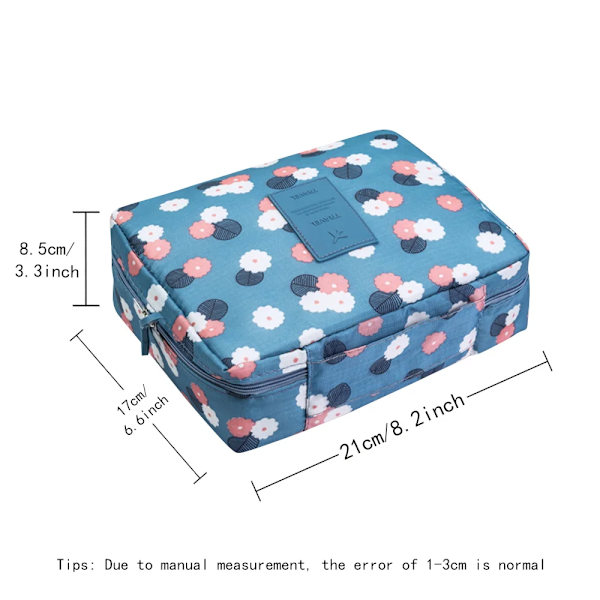 Rese-sminkväska Toalettartiklar Organizer Vattentät kosmetikaväska Multifunktion Rese-toalettväska Fodral Kapacitet Påse Girl Box blue flower