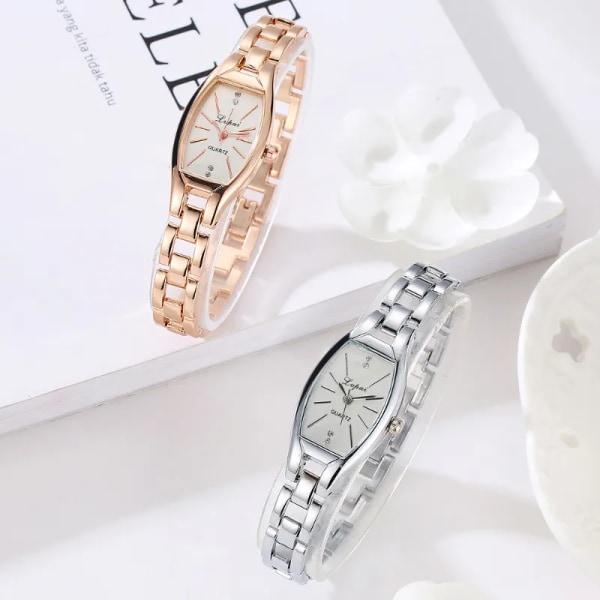 Lvpai Personlighet Enkel rektangulär tunna watch i rostfritt stål kvarts watch Elegant enkla kvinnoklockor Diamant siliver 1