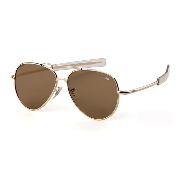Aviation ovala Solglasögon Herr kvinnor 2022 märke American Army Military Optical AO körglasögon polit Double Bridge Oculos d gold-tea