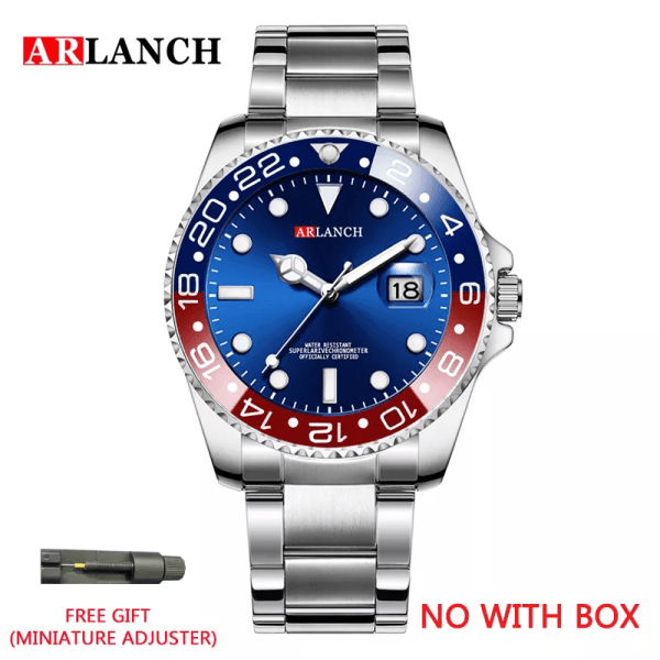 ARLANCH Hot Sell Herr Quartz Watch Toppmärke Date Sport Klockor Mode Lyx Vattentät Helt Stål Man Klocka Relogio Masculino Red  blue
