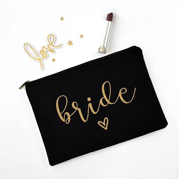 Team Bride Sminkväska Bachelorette Party Kosmetiska väskor Brudtärna Toalettartiklar Organizer Kvinnlig Förvaring Case Bröllopspresenter W01003-TBBK-D