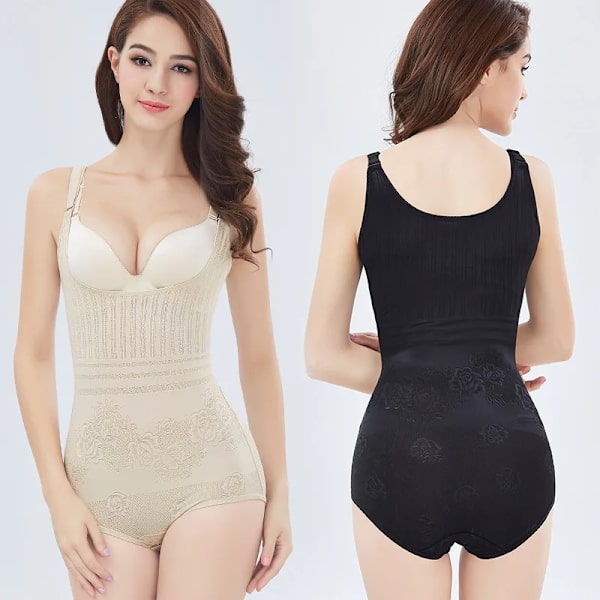 Kvinnor Shapewear Helkroppsformare Bantning Body Korsett Waist trainer Shaping Underkläder Postpartum Recovery Slida Khaki-a XL 70-80KG