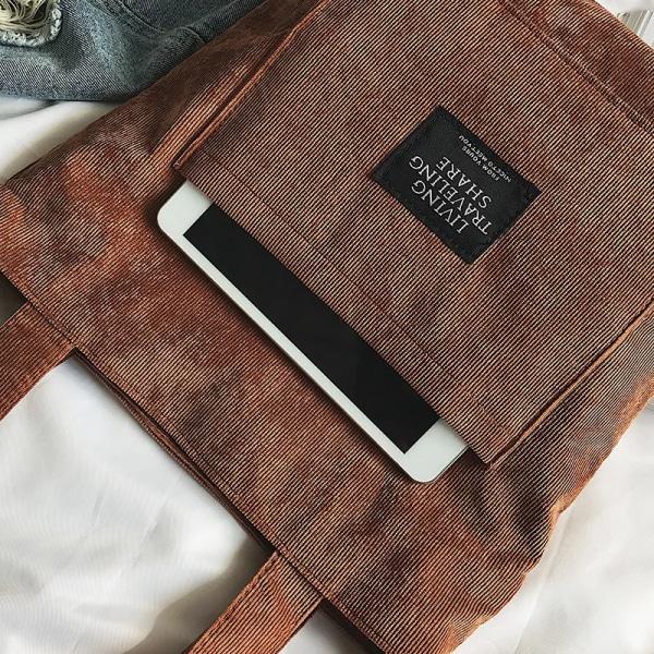 Kvinnor Manchester Axelväskor Randigt tyg Tyg Handväskor Casual Zip Tote Canvas Crossbody-väska Söt shoppingväska för damer Gray