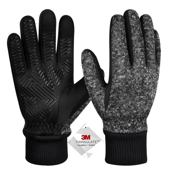 Vinterhandskar -10℃ 3M Thinsulate Thermal Kallt väder Varma handskar Löparhandskar Pekskärmscykelhandskar för män kvinnor Dark-gray XXL