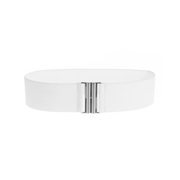 Elastiskt Kvinnor Bälte Punk Mode Kvinnor Elastiska Bälten Guld Silver Metall Kedja Midjerem För Klänning Rock Kostym Dekorativt midjeband white Style2 Elastic