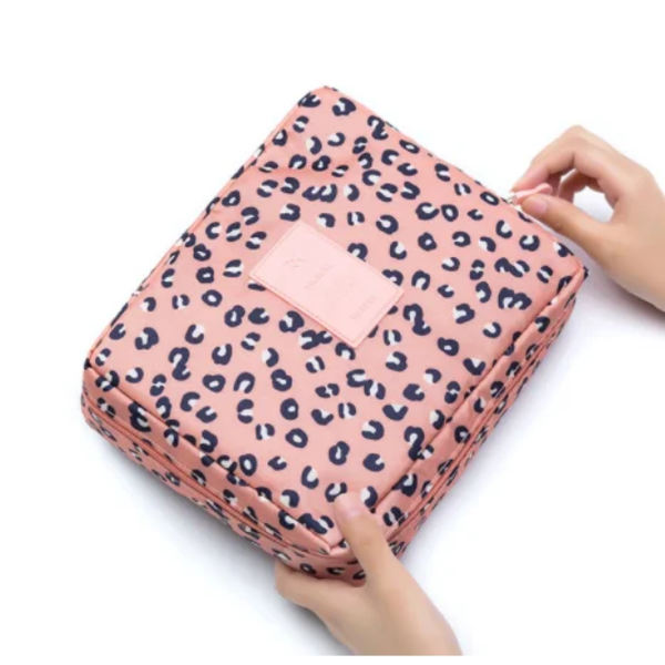 Rese-sminkväska Toalettartiklar Organizer Vattentät kosmetikaväska Multifunktion Rese-toalettväska Fodral Kapacitet Påse Girl Box leopard