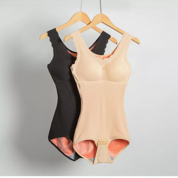 Gobetter slimmande underkläder för kvinnor Vinter sammet thermal bodysuit Sexig Body Shaper Postpartum Buken Shapewear black L