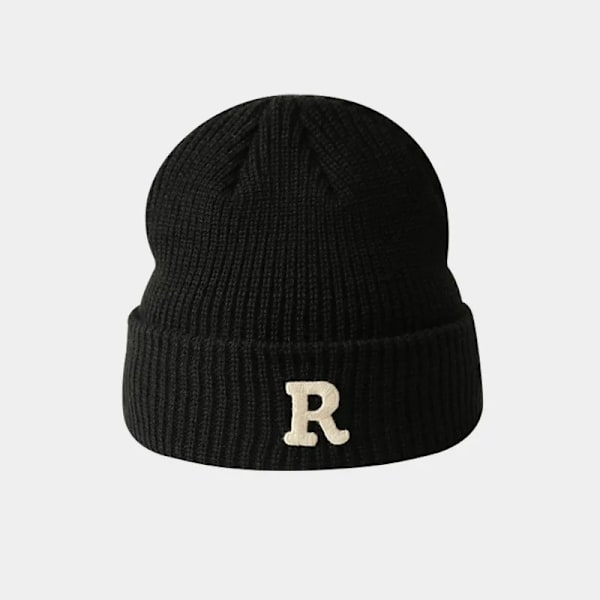Ny R-bokstav Stickad Mössa för Kvinnor, Höst & Vinter, Trendig Casual Varm Koreansk Mössa rose