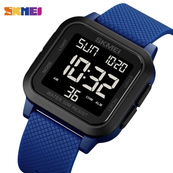 SKMEI Digitala Armbandsur Herr Multifunktionslarm Vattentät Watch LED Bakgrundsljus Shcok Sportklockor 1019 blue 2