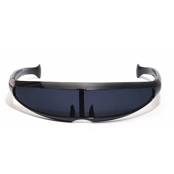 Futuristic Narrow Cyclops Visir Solglasögon Laser Glasögon UV400 Personlighet Spegellins Kostym Glasögon Glasögon Herrglasögon Black-Gray-A