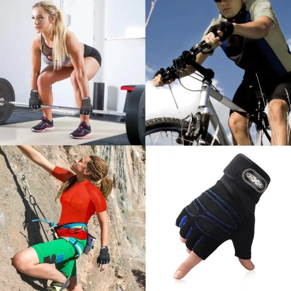 Fitness för män Halkfri Andas Gym Tyngdlyftning Halvfingerhandskar Yogahandskar för kvinnor för utomhuscykling och fiske B Blue XL