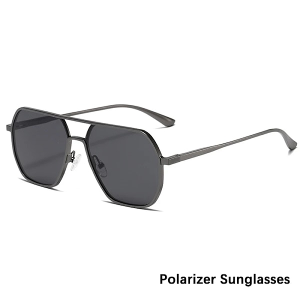 Nya Kreativa Aluminium Magnesium Dag Natt Färgskiftande spegel för män Man Fyrkantiga Tvåfärgade Tempel Polariserade Solglasögon UV400 Gun Silver Gray(.175) UV400(.175)