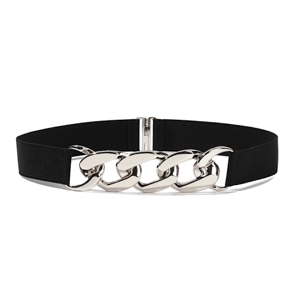 Elastiskt Kvinnor Bälte Punk Mode Kvinnor Elastiska Bälten Guld Silver Metall Kedja Midjerem För Klänning Rock Kostym Dekorativt midjeband silver Style1 Elastic