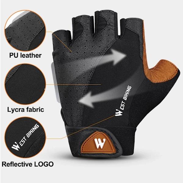 WEST BIKING Half Finger Cykelhandskar Utomhussport MTB Cykelhandskar Pad Andas Cykel Motorcykel Fiske Cykelhandskar 215 RED M