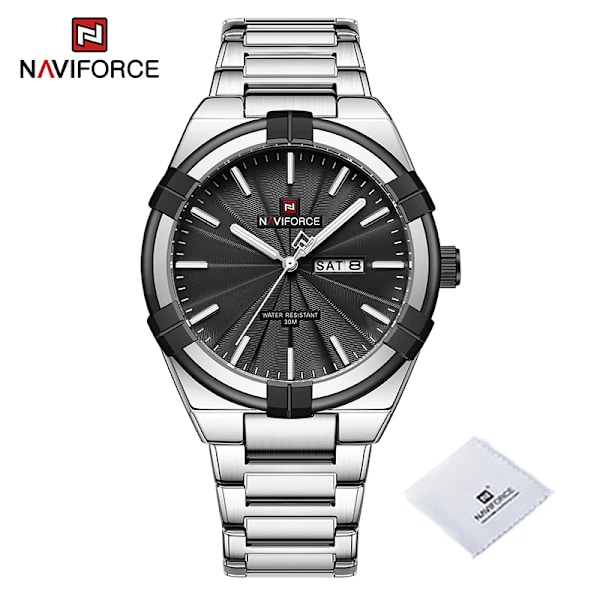 NAVIFORCE Militär watch för män Vattentät manlig klocka Stålband Quartz Dag- och datumvisning Man Armbandsur Reloj Hombre SB