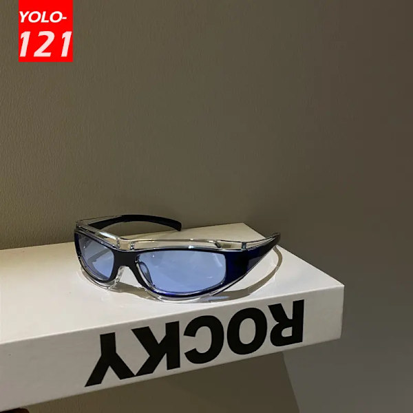 Cateye Glasögon Punkstil Solglasögon Kvinnor Sommarmode Glasögon Y2k Framtida Teknik Sense Solglasögon Män Kvinnor Trendglasögon blue gray B Other