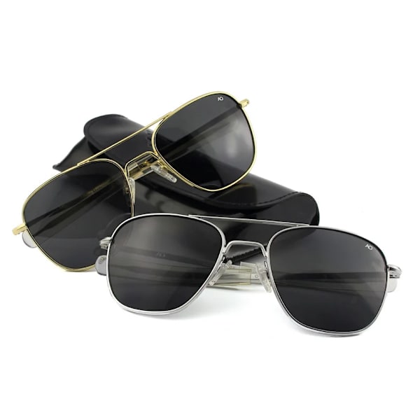 Aviation Solglasögon Män Kvinnor Utomhus körglasögon pilot American Army Military Optical AO Solglasögon glasögon Oculos de sol sliver-gray Original Box