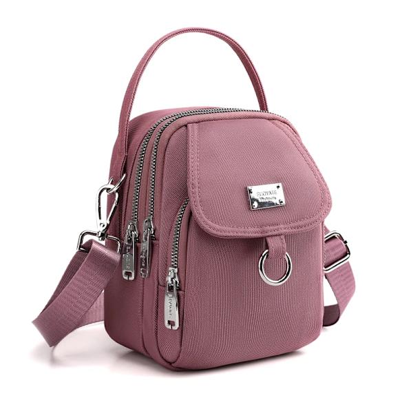 Mode 3 lager kvinnor liten handväska hög kvalitet slitstarkt tyg kvinnlig axelväska Ganska stil tjejer Härlig miniväska Pink 19cm x 15cm x 10cm