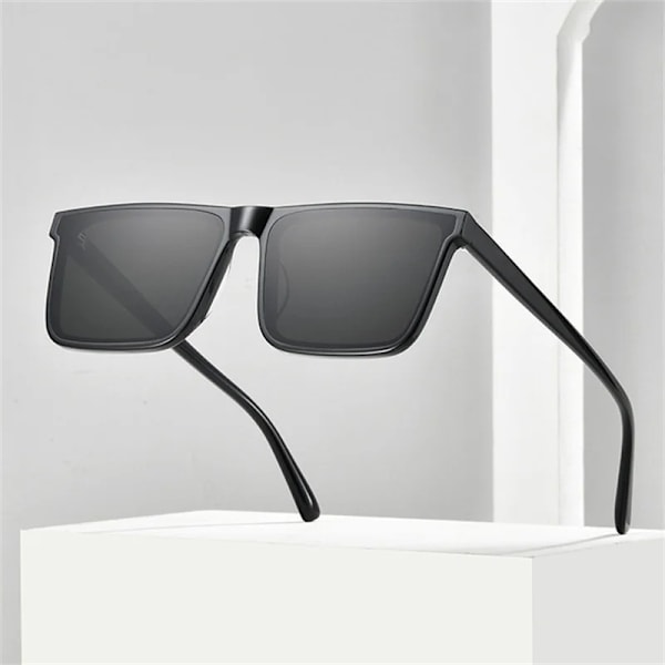 Nya fyrkantiga solglasögon män svarta glasögon PC-linsskydd Oculos glasögon herr solglasögon Gafas Gradient Gray Other