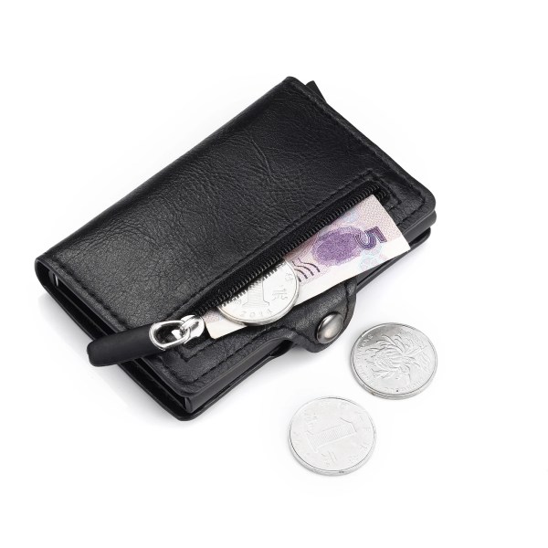 Myntficka PU-läderkorthållare Säkerhet Multifunktionellt case Kort kortplånbok för män och kvinnor RFID-blockerande pengapåse CZ05-Black